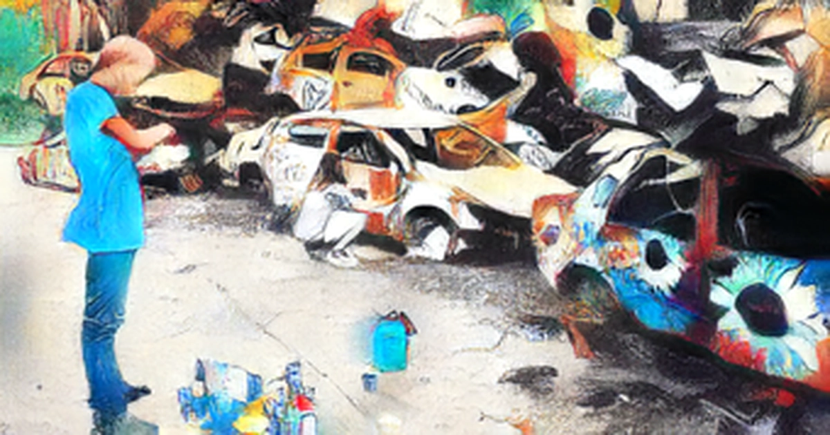 Ukrainian artists paint brilliant sunflowers over destroyed cars