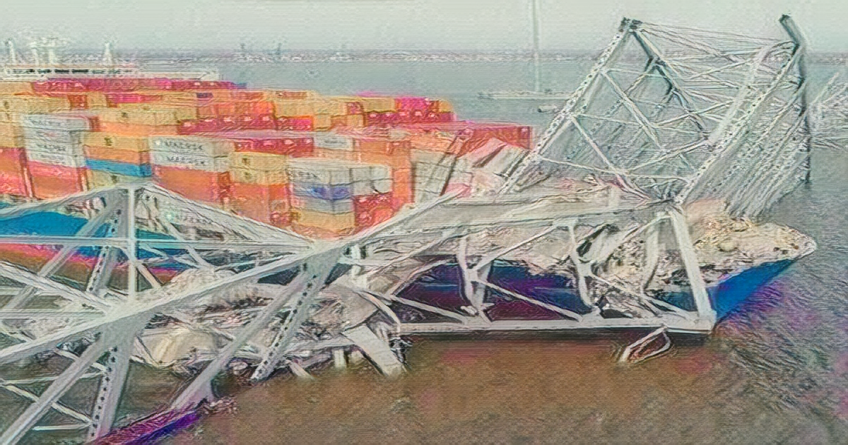 Crane en route to wreckage of collapsed bridge in Baltimore